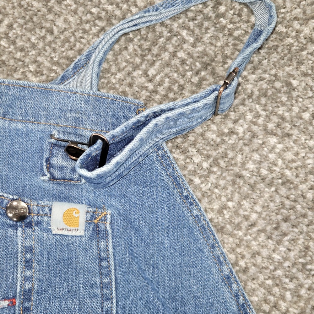 Carhartt Womens Denim Bib Overalls Light Wash Blue Stretch WR008 FBI XL 16/18 - Picture 14 of 16